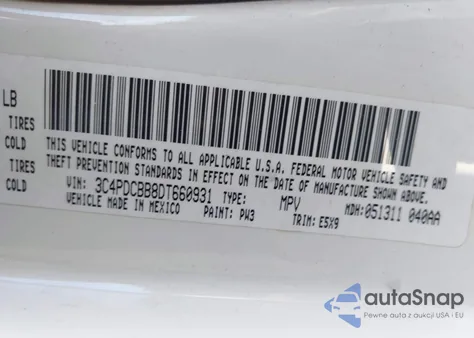 2013 Dodge Journey Sxt from USA, damaged, VIN 3C4PDCBB8DT660931